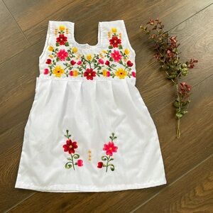 Mexican embroidered floral white dress